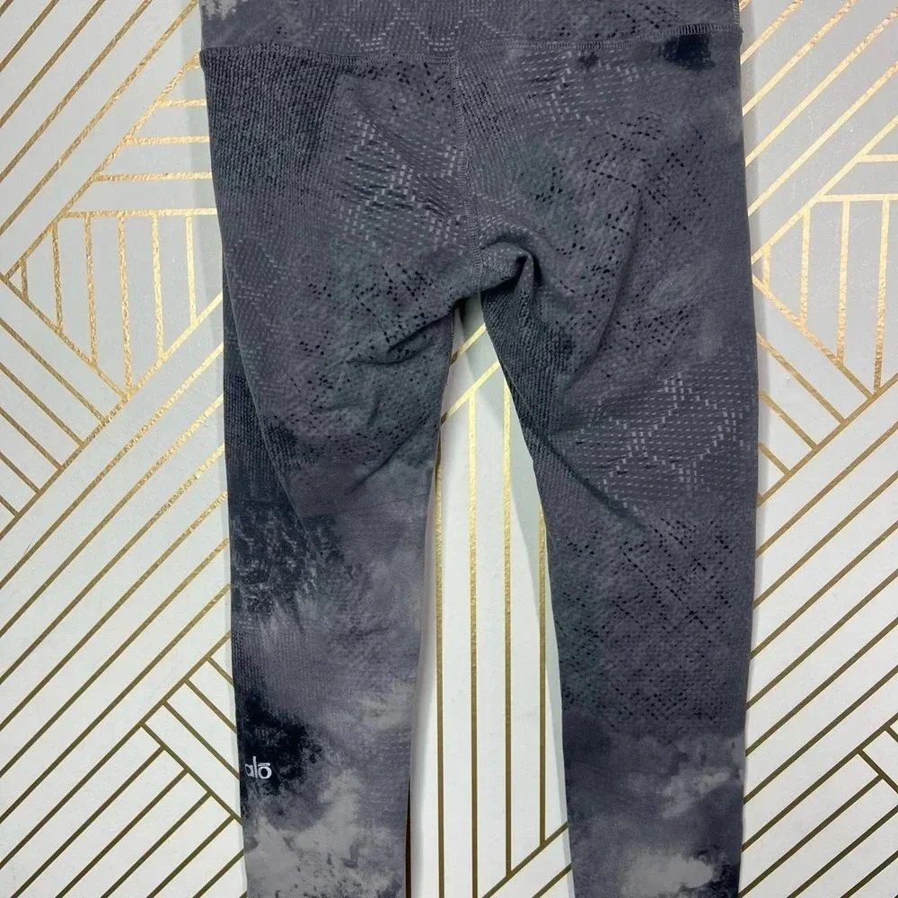 Alo Yoga Leggings Airbrush Tie Dye Abstract Print Stretch Skinny‎ Gray Size XS